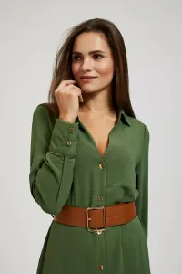 Marisse Khaki Midi Dress With Wide Belt