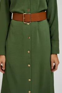 Marisse Khaki Midi Dress With Wide Belt