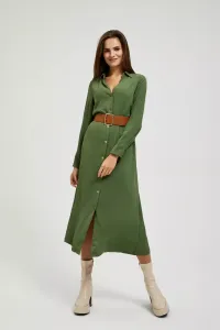 Marisse Khaki Midi Dress With Wide Belt