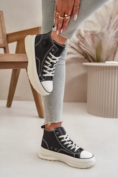 BIG STAR SHOES Zateplené Dámske Tenisky Na Platforme Eko Koža Big Star
