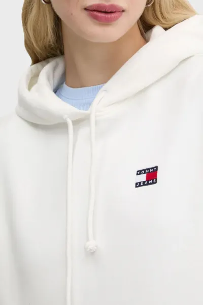Biela mikina s kapucňou Tommy Jeans