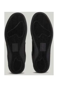 Tommy Hilfiger Men's Brand Logo Leather Top Rubber Outsole Black Sneakers Suitable for Casual Use