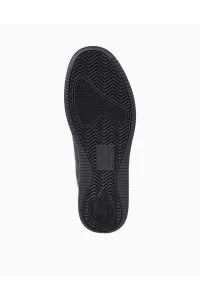 Tommy Hilfiger Men's Brand Logo Leather Top Rubber Outsole Black Sneakers Suitable for Casual Use