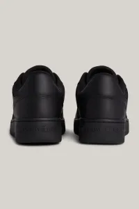 Tommy Hilfiger Men's Brand Logo Leather Top Rubber Outsole Black Sneakers Suitable for Casual Use