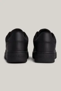 Tommy Hilfiger Men's Brand Logo Leather Top Rubber Outsole Black Sneakers Suitable for Casual Use