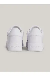 Tommy Hilfiger Men's Brand Logo Leather Top Rubber Outsole White Sneakers Suitable for Casual Use