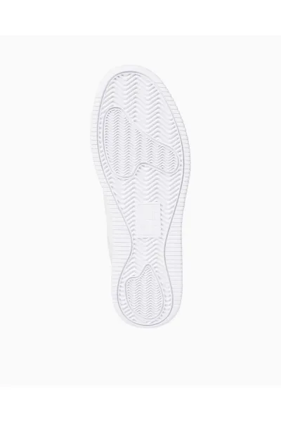 Tommy Hilfiger Men's Brand Logo Leather Top Rubber Outsole White Sneakers Suitable for Casual Use