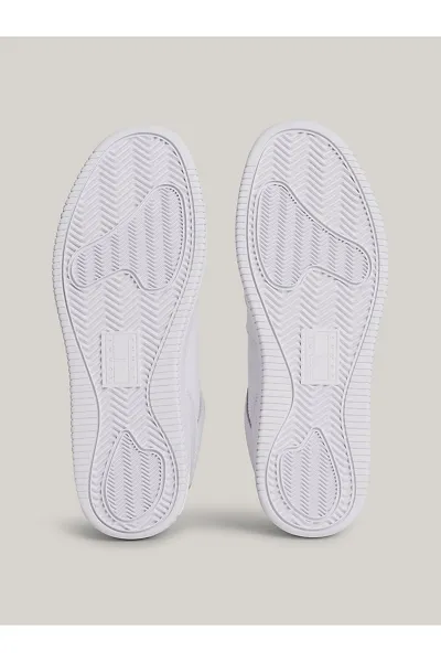Tommy Hilfiger Men's Brand Logo Leather Top Rubber Outsole White Sneakers Suitable for Casual Use