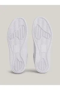Tommy Hilfiger Men's Brand Logo Leather Top Rubber Outsole White Sneakers Suitable for Casual Use