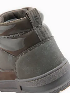 Ombre Men's high boots sneakers with shiny elements - brown