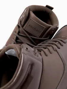 Ombre Men's high-top sneakers shoes with shiny elements - dark brown