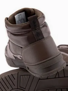 Ombre Men's high-top sneakers shoes with shiny elements - dark brown