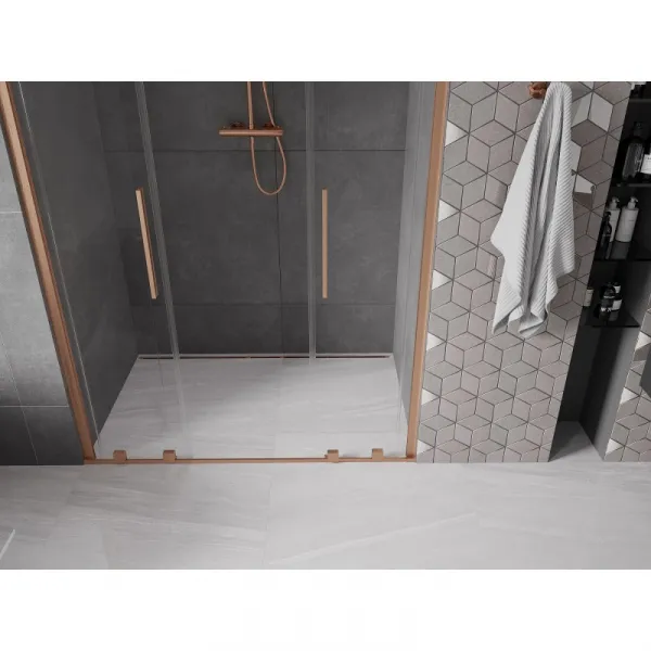 MEXEN/S - Velar L Duo posuvné sprchové dvere 160, transparent, meď kartáčovaná 871-160-003-02-65