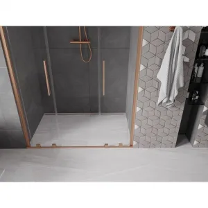 MEXEN/S - Velar L Duo posuvné sprchové dvere 160, transparent, meď kartáčovaná 871-160-003-02-65
