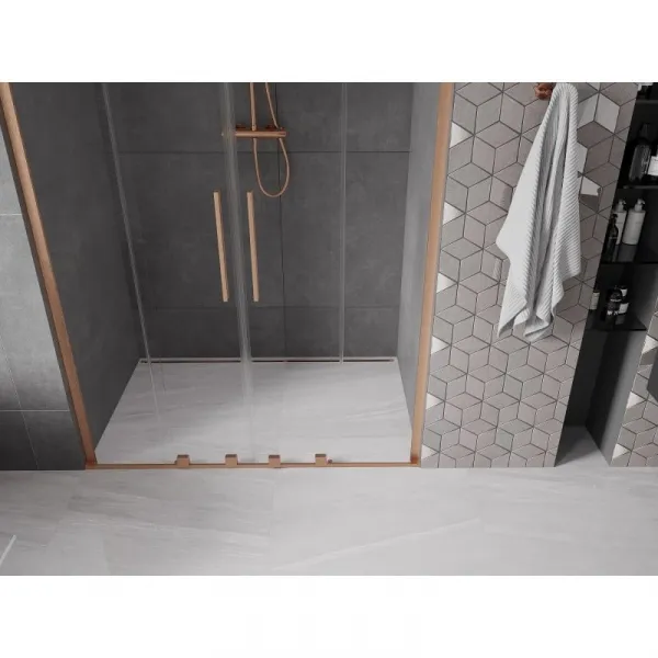 MEXEN/S - Velar L Duo posuvné sprchové dvere 150, transparent, meď kartáčovaná 871-150-003-02-65