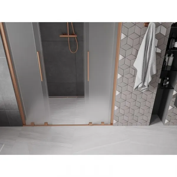 MEXEN/S - Velar L Duo posuvné sprchové dvere 150, dekor, meď kartáčovaná 871-150-003-32-65