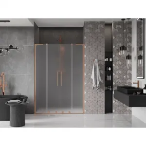 MEXEN/S - Velar L Duo posuvné sprchové dvere 150, dekor, meď kartáčovaná 871-150-003-32-65