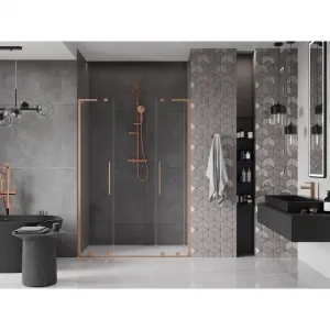 MEXEN/S - Velar L Duo posuvné sprchové dvere 150, transparent, meď kartáčovaná 871-150-003-02-65