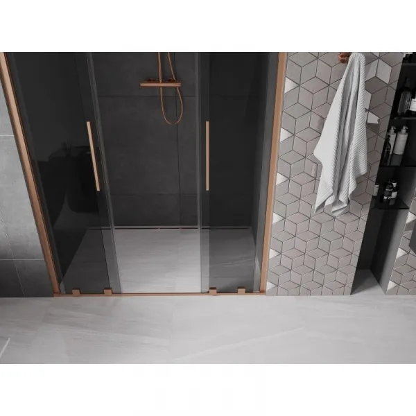 MEXEN/S - Velar L Duo posuvné sprchové dvere 140, grafit, meď kartáčovaná 871-140-003-42-65