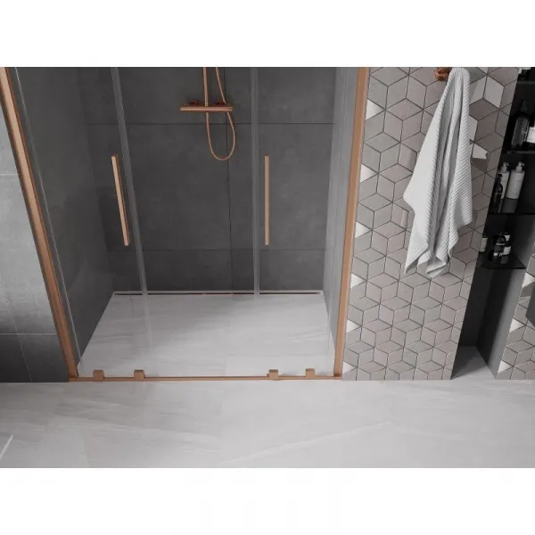 MEXEN/S - Velar L Duo posuvné sprchové dvere 150, transparent, meď kartáčovaná 871-150-003-02-65