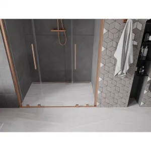 MEXEN/S - Velar L Duo posuvné sprchové dvere 150, transparent, meď kartáčovaná 871-150-003-02-65