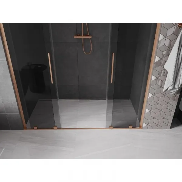 MEXEN/S - Velar L Duo posuvné sprchové dvere 180, grafit, meď kartáčovaná 871-180-003-42-65