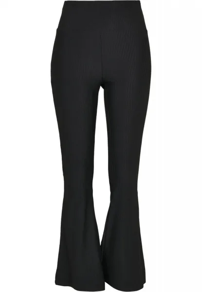 Women's high-waisted leggings with ribbed fit black