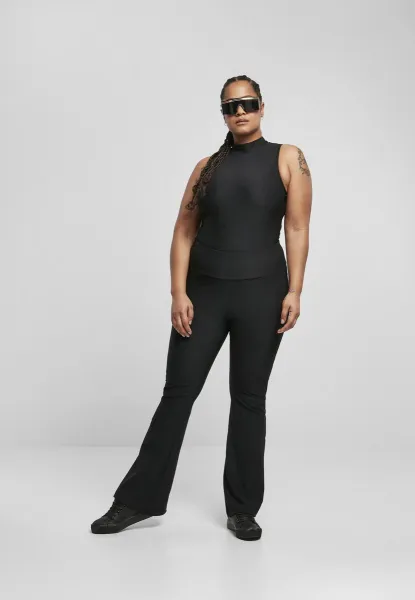 Women's high-waisted leggings with ribbed fit black