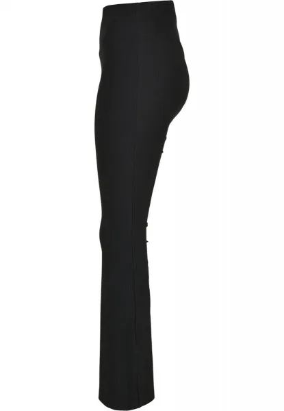 Women's high-waisted leggings with ribbed fit black