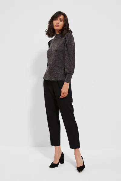 Melang sweatshirt with puff sleeves - graphite