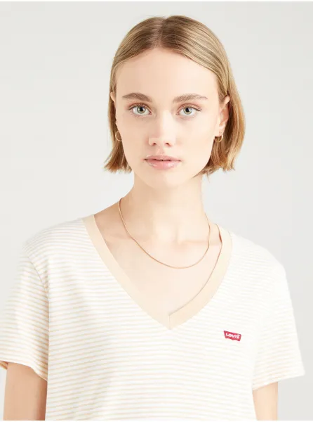 Krémovo-biele dámske pruhované tričko Levi's®