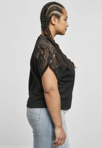 Women's short oversized T-shirt with black lace