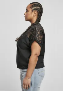 Women's short oversized T-shirt with black lace