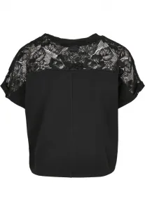 Women's short oversized T-shirt with black lace