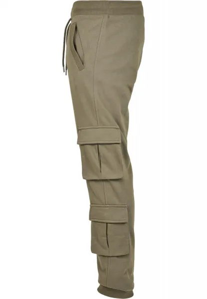 Summer olive terry trousers with double pockets