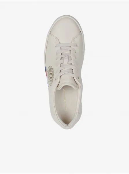 Krémové dámske kožené tenisky Tommy Hilfiger