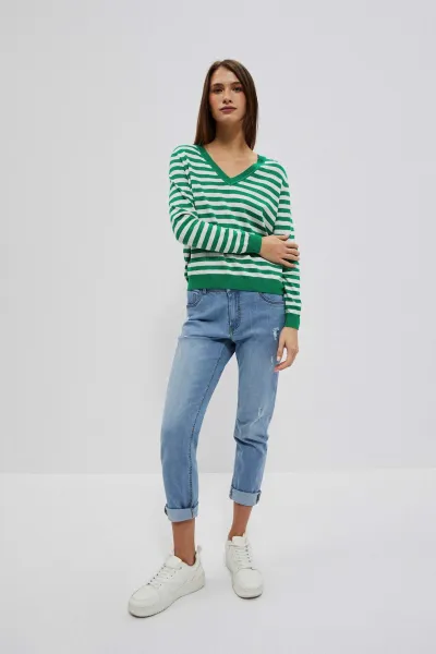 WOMEN'S SWEATER L-SW-4004 OFF WHITE_GREEN