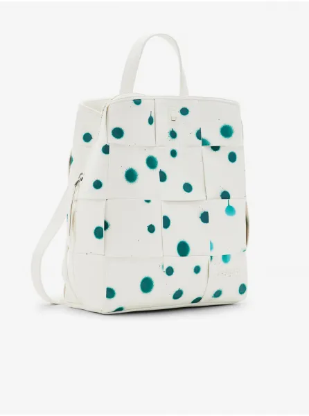 Zeleno-biely dámsky vzorovaný batoh Desigual New Splatter Sumy Mini