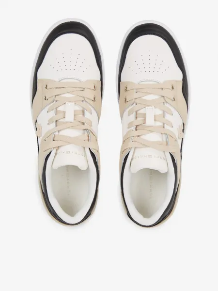 Béžovo-biele dámske kožené tenisky Tommy Hilfiger Basket Sneaker LO