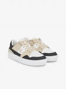 Béžovo-biele dámske kožené tenisky Tommy Hilfiger Basket Sneaker LO