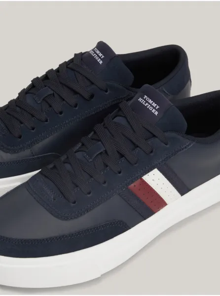 Tmavomodré pánske kožené tenisky Tommy Hilfiger