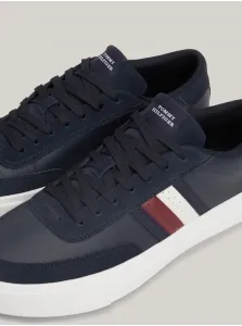 Tmavomodré pánske kožené tenisky Tommy Hilfiger