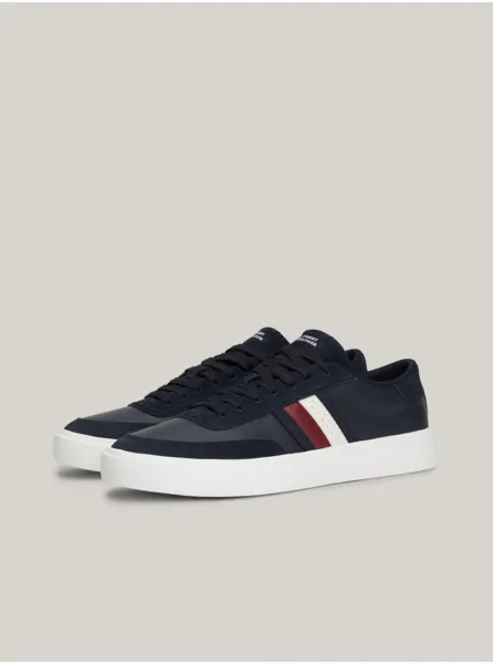 Tmavomodré pánske kožené tenisky Tommy Hilfiger