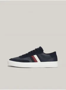Tmavomodré pánske kožené tenisky Tommy Hilfiger