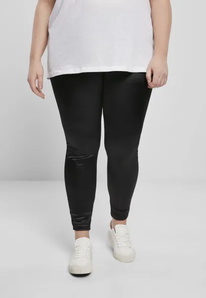 Women's shiny high-waisted leggings black