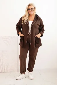 Kesi Włoski Dámska mikina Plus Size bavlnená oversize s dlhým rukávom hnedá