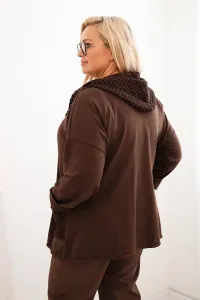 Kesi Włoski Dámska mikina Plus Size bavlnená oversize s dlhým rukávom hnedá