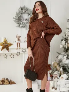 Resti Acrylic braided women's set with sweater and skirt Warm&Fuzzy