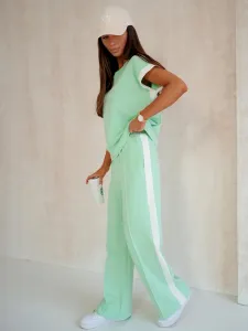 Resti Women's Ariadne Mint Set made of elastic cotton - mint, short sleeves, long trousers