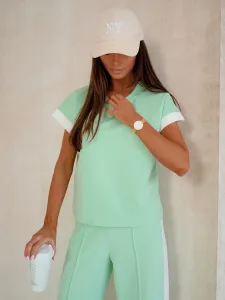 Resti Women's Ariadne Mint Set made of elastic cotton - mint, short sleeves, long trousers
